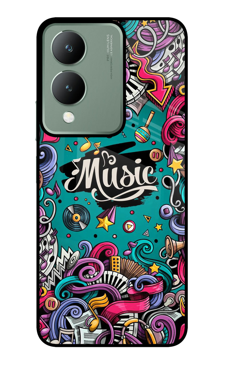 Music Graffiti Vivo Y17s Back Cover, Metal case