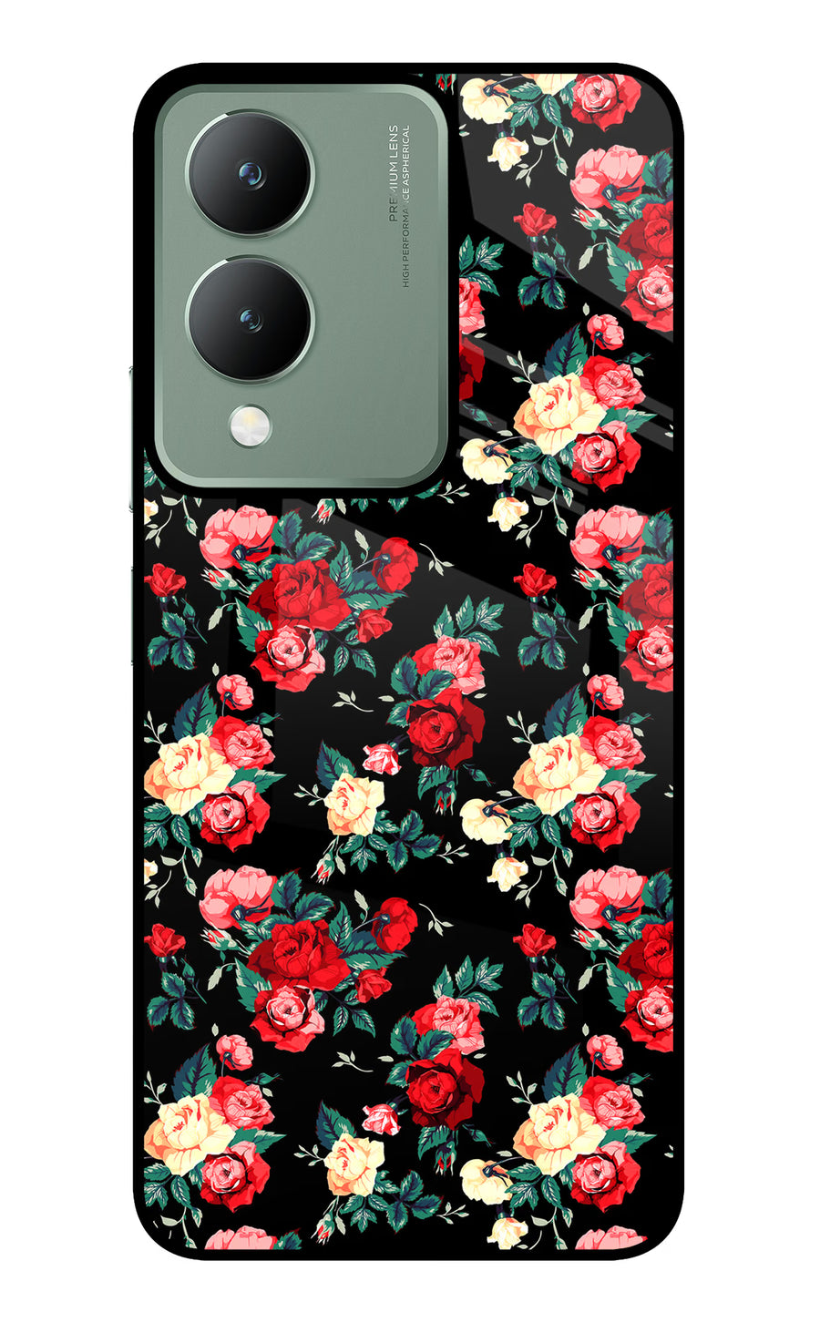 Rose Pattern Vivo Y17s Back Cover, Metal case