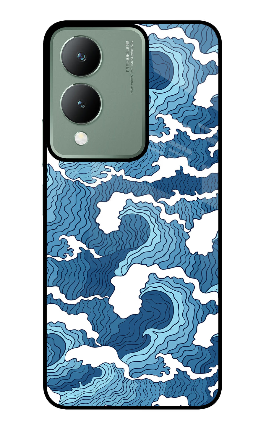 Blue Waves Vivo Y17s Back Cover, Metal case