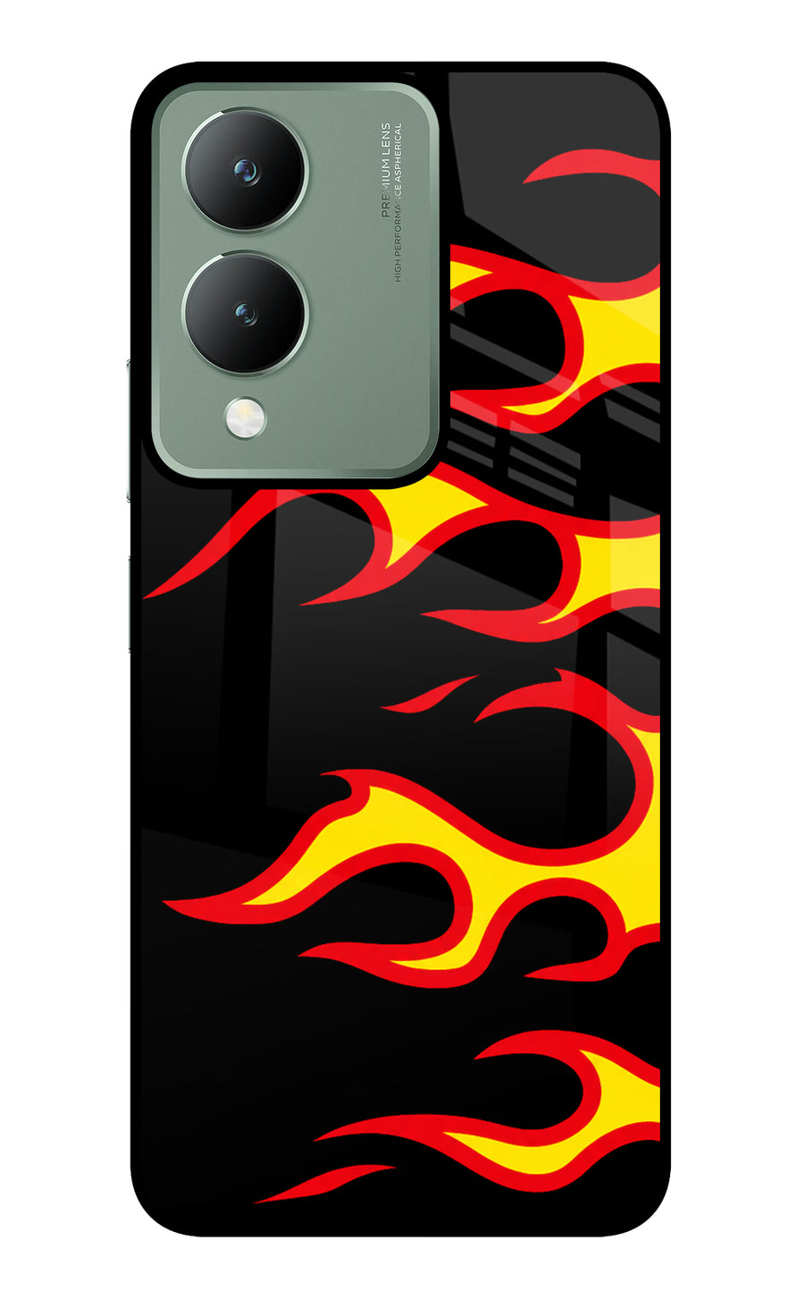 Side Sweep Flames Vivo Y17s Back Cover, Metal case