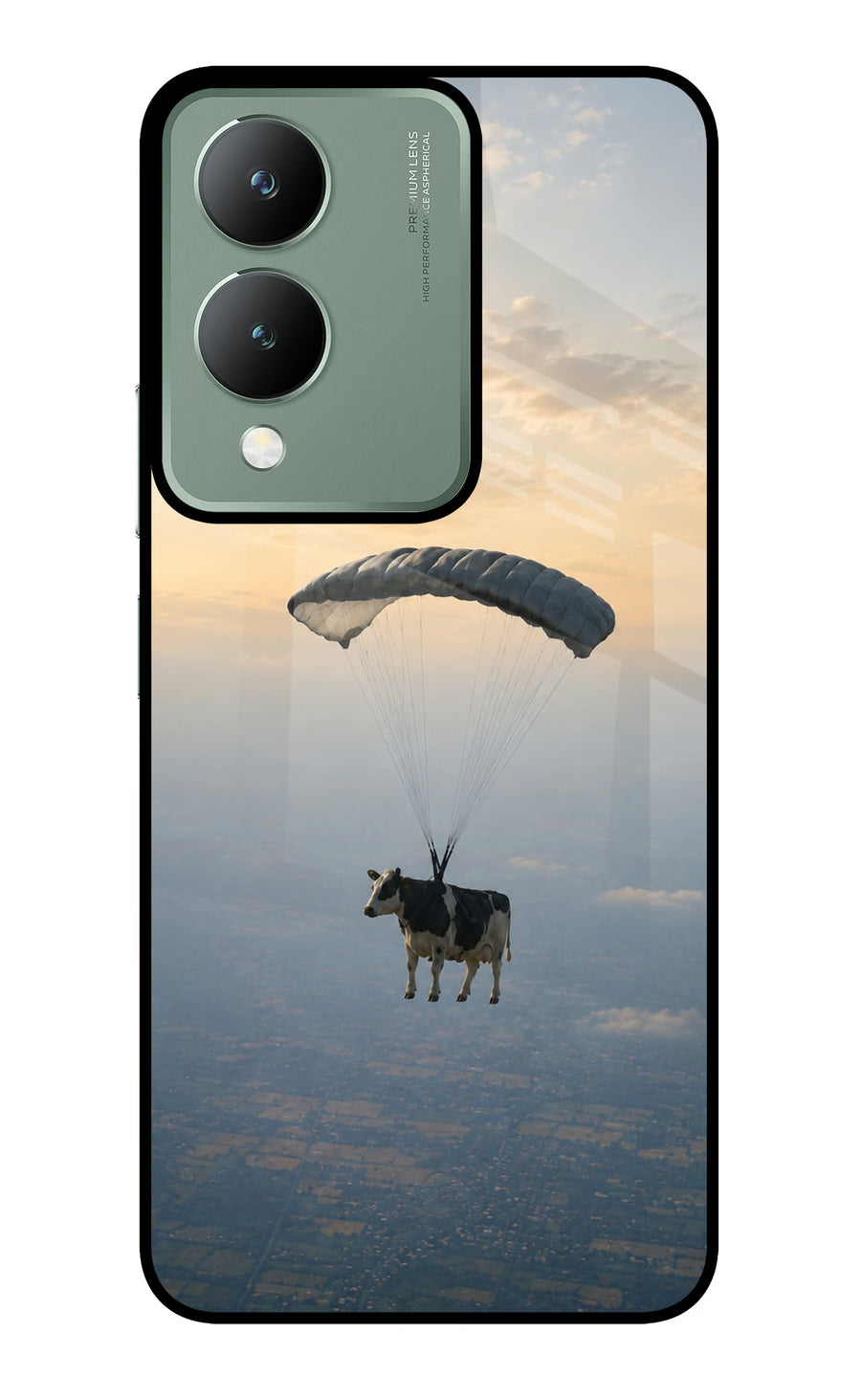 Skydiving Cow Vivo Y17s Back Cover, Metal case