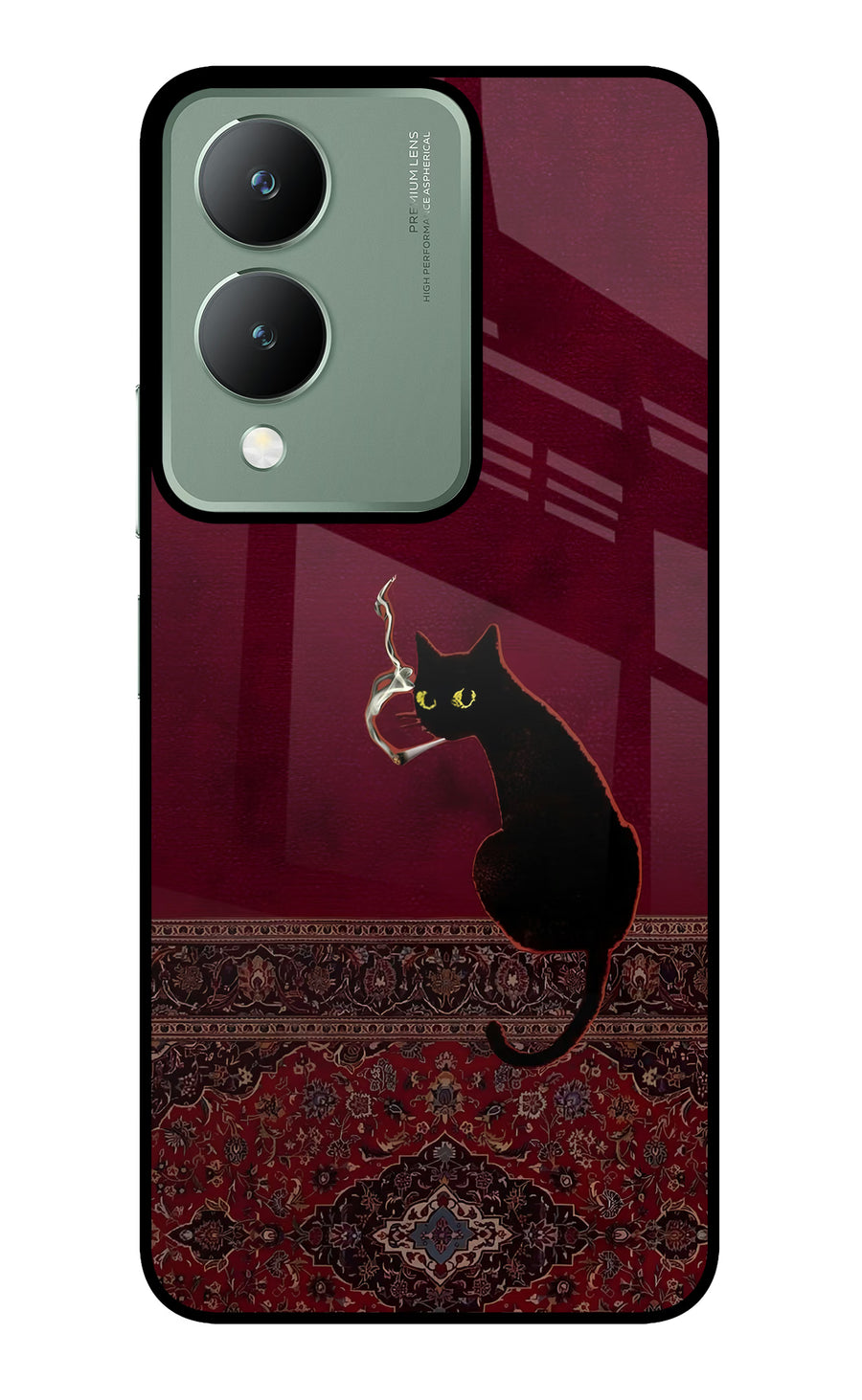 Midnight Cat Vivo Y17s Back Cover, Metal case