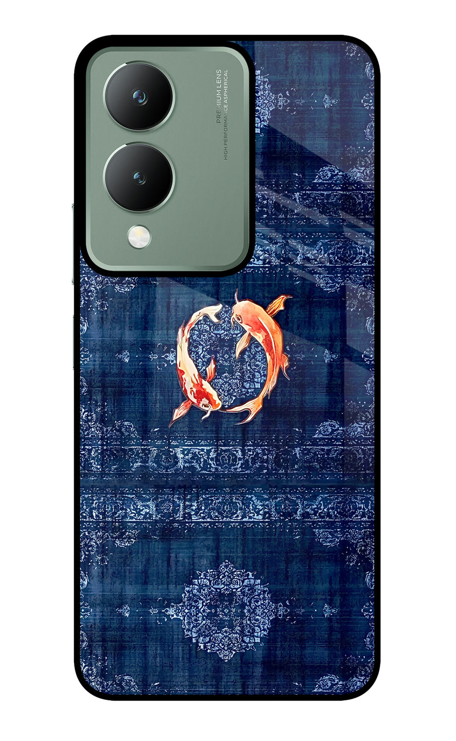 Koi Blue Vivo Y17s Back Cover, Metal case