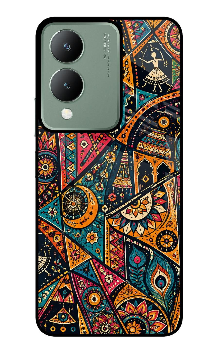 Folk Print Vivo Y17s Back Cover, Metal case