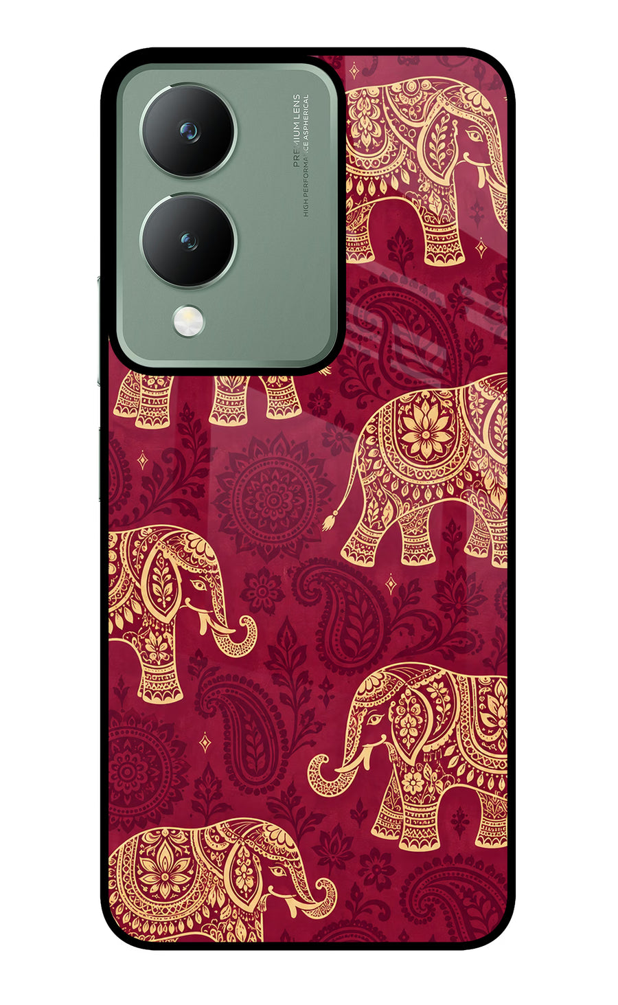 Maroon Elephant Vivo Y17s Back Cover, Metal case