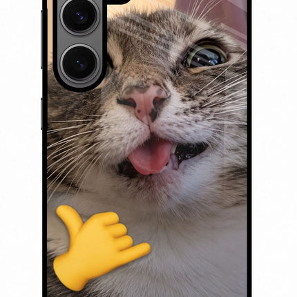 Silly Cat Call Samsung S24 Metal Case Back Cover by Casekaro