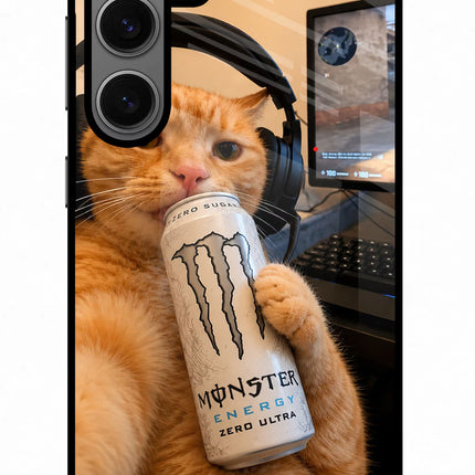 Gamer Cat Energy Samsung S24 Metal Case Back Cover by Casekaro