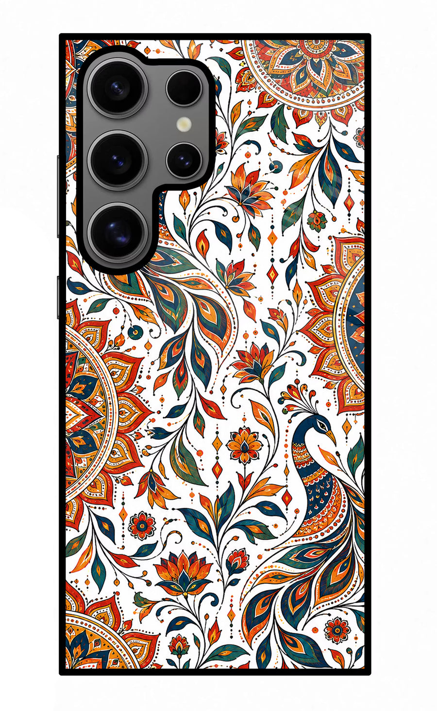 White Mayura Samsung S24 Ultra Back Cover, Metal case
