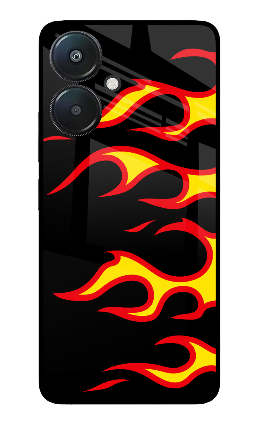 Side Sweep Flames Redmi 13C 5G Back Cover, Metal case