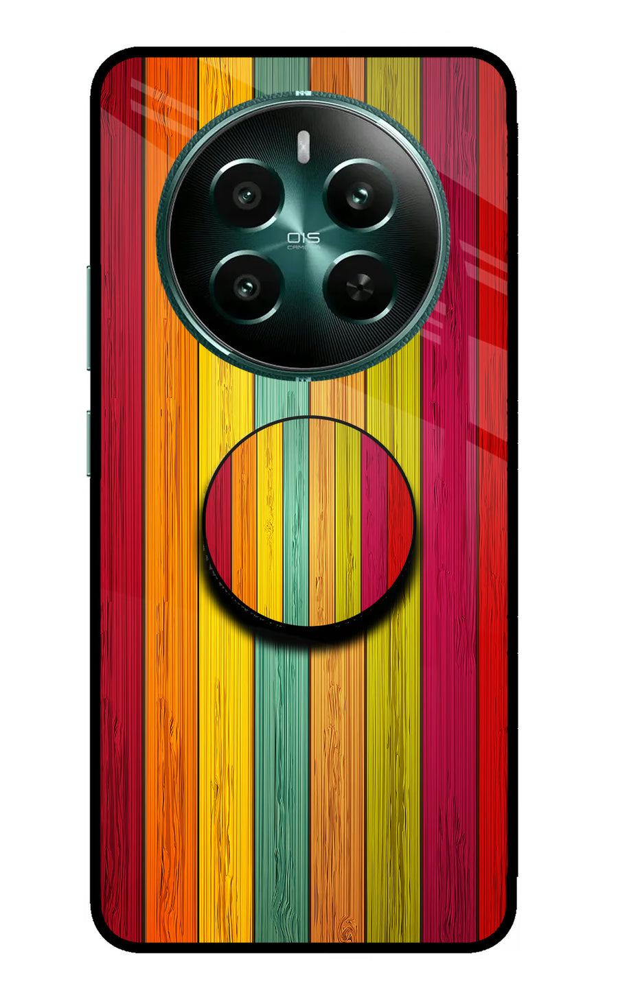 Multicolor Wooden Realme 12+ 5G Pop Case, Metal case
