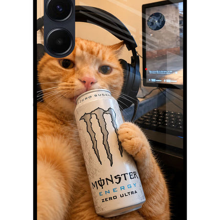 Gamer Cat Energy Samsung A35 5G Metal Case Back Cover by Casekaro