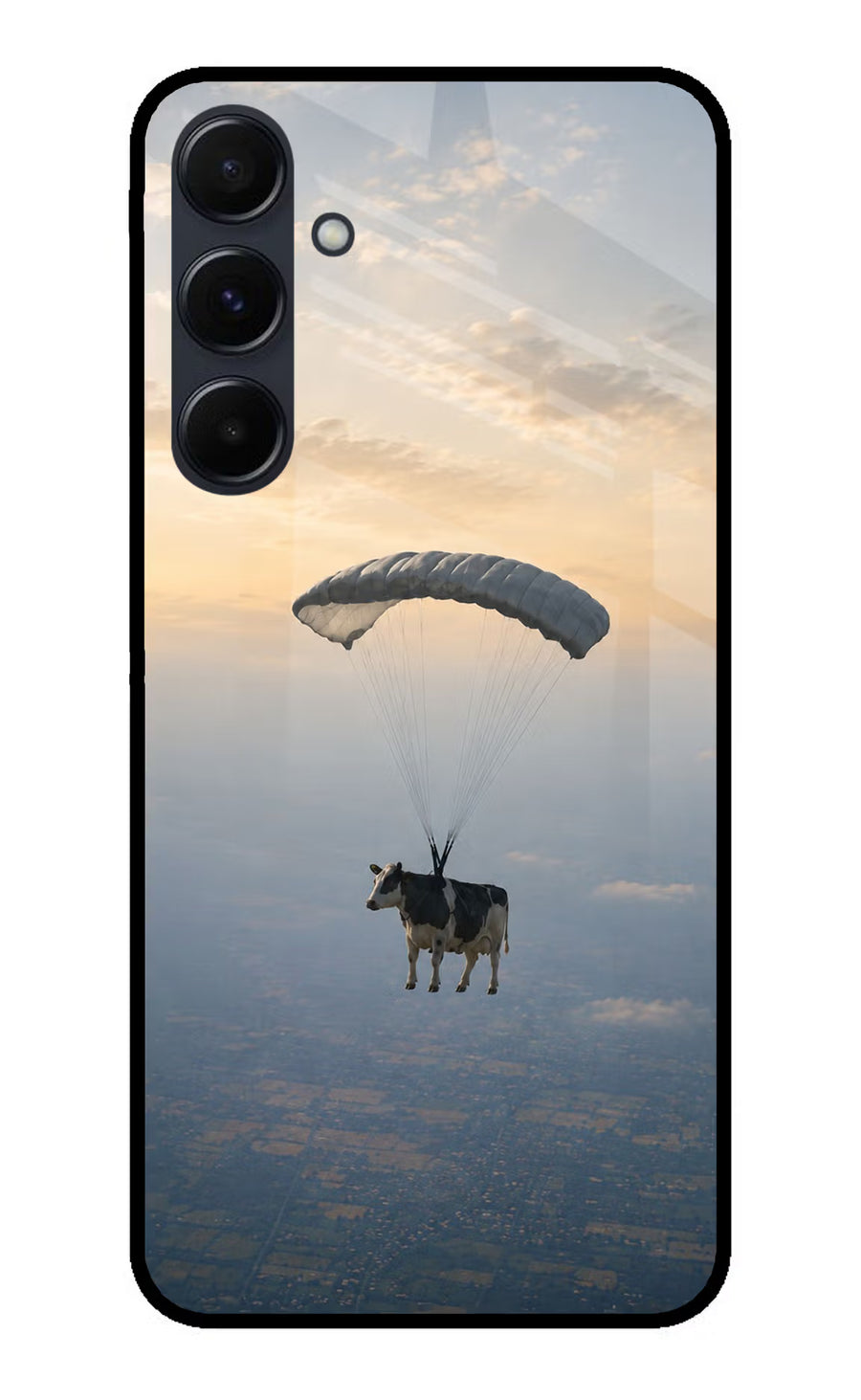 Skydiving Cow Samsung A35 5G Back Cover, Metal case