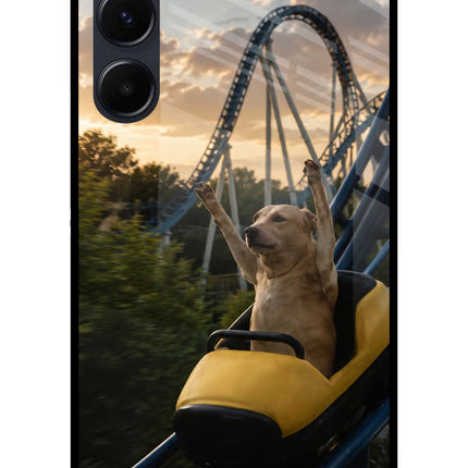 Rollercoaster Dog Samsung A35 5G Metal Case Back Cover by Casekaro