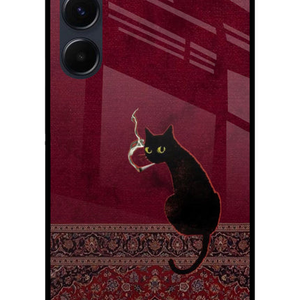 Midnight Cat Samsung A35 5G Metal Case Back Cover by Casekaro