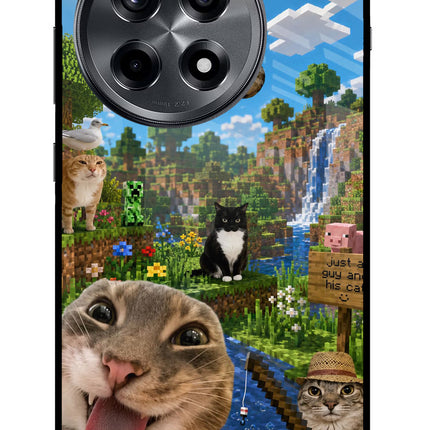 Minecraft Cat Chaos OnePlus 12R Metal Case Back Cover by Casekaro