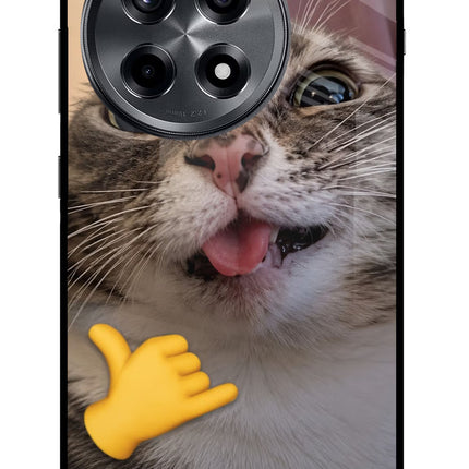 Silly Cat Call OnePlus 12R Metal Case Back Cover by Casekaro