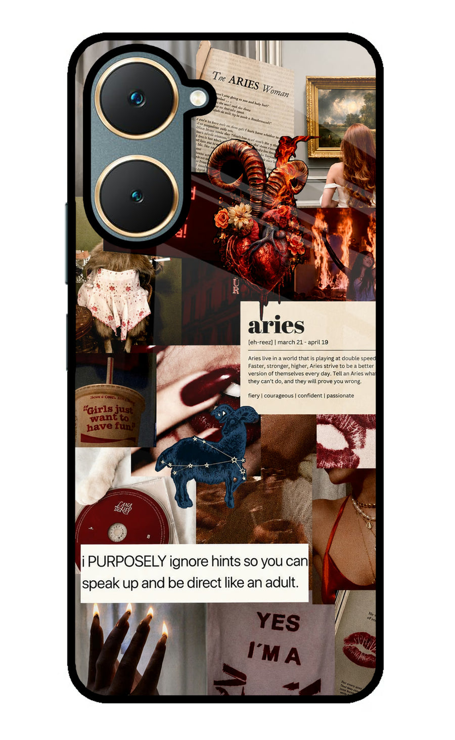 Zodiac Aries Vivo Y18/Y18e Back Cover, Metal case