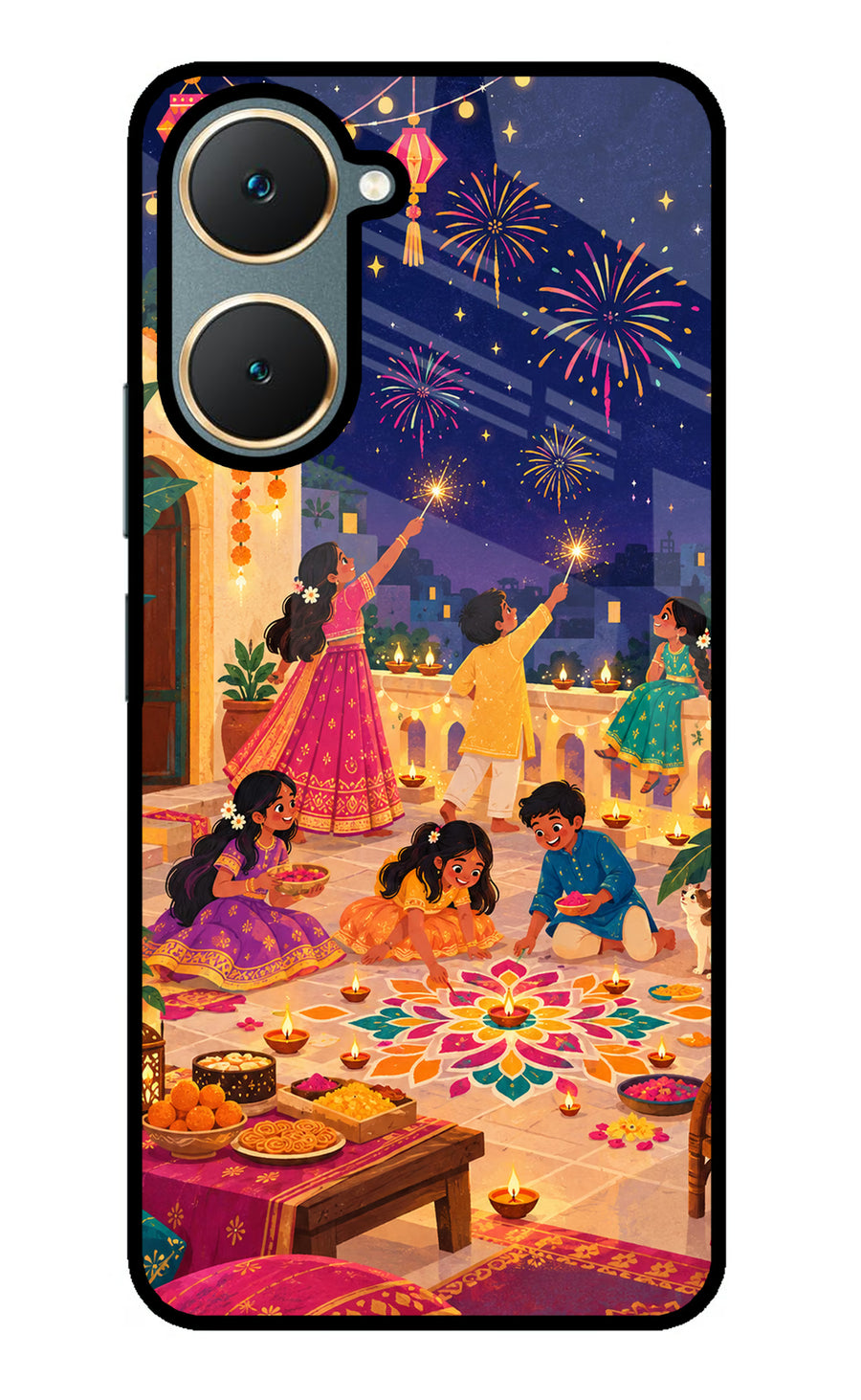 Diwali Night Vivo Y18/Y18e Back Cover, Metal case