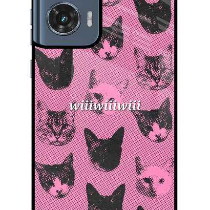 Pink Cats Moto Edge 50 Fusion Metal Case Back Cover by Casekaro