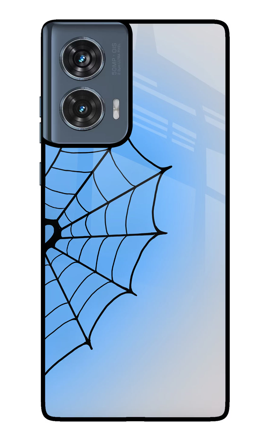 Blue Web Moto Edge 50 Fusion Back Cover, Metal case