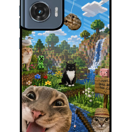 Minecraft Cat Chaos Moto Edge 50 Fusion Metal Case Back Cover by Casekaro