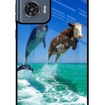 Dolphin vs Cow Moto Edge 50 Fusion Metal Case Back Cover by Casekaro