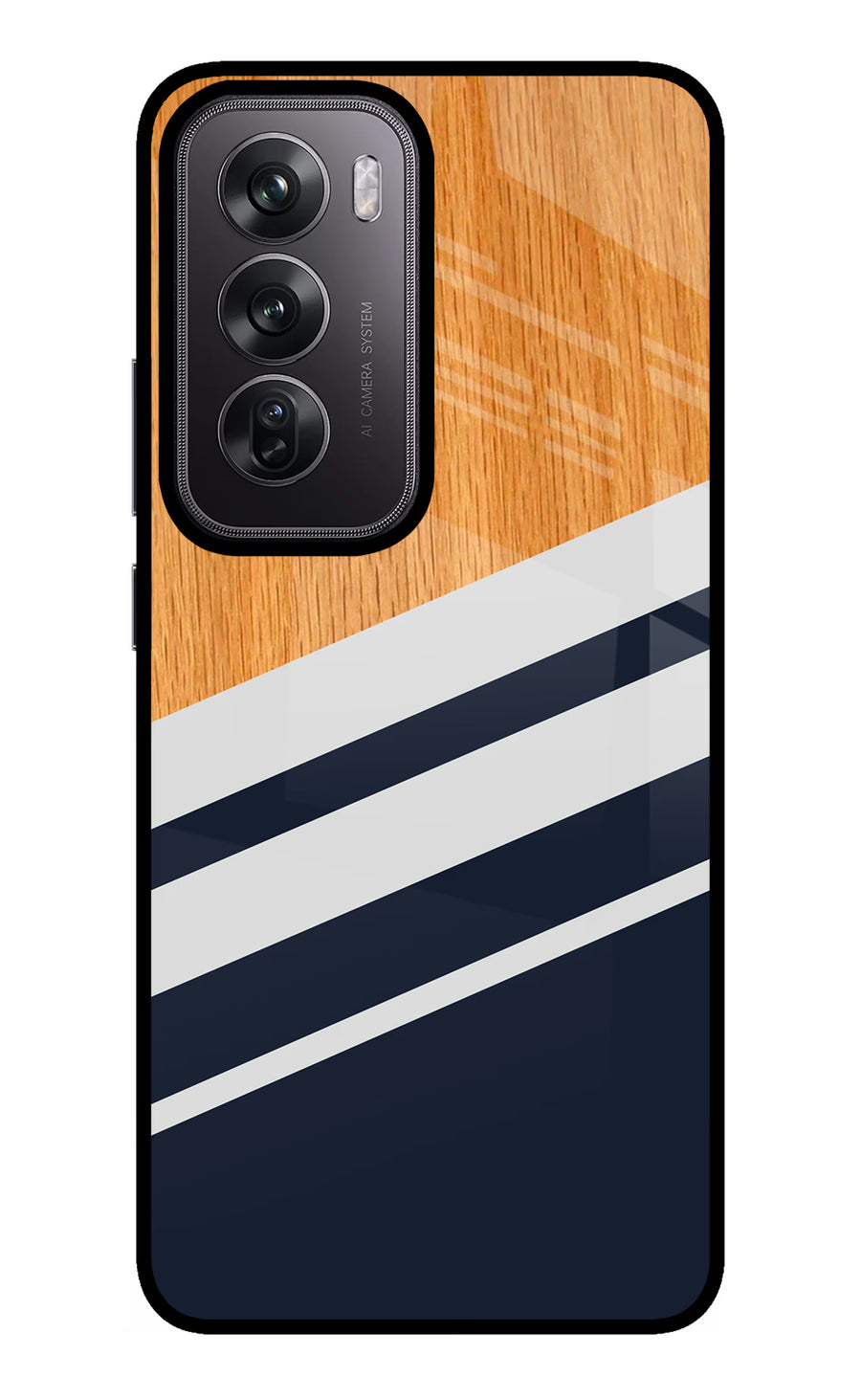 Blue and white wooden Oppo Reno12 Pro 5G Back Cover, Metal case