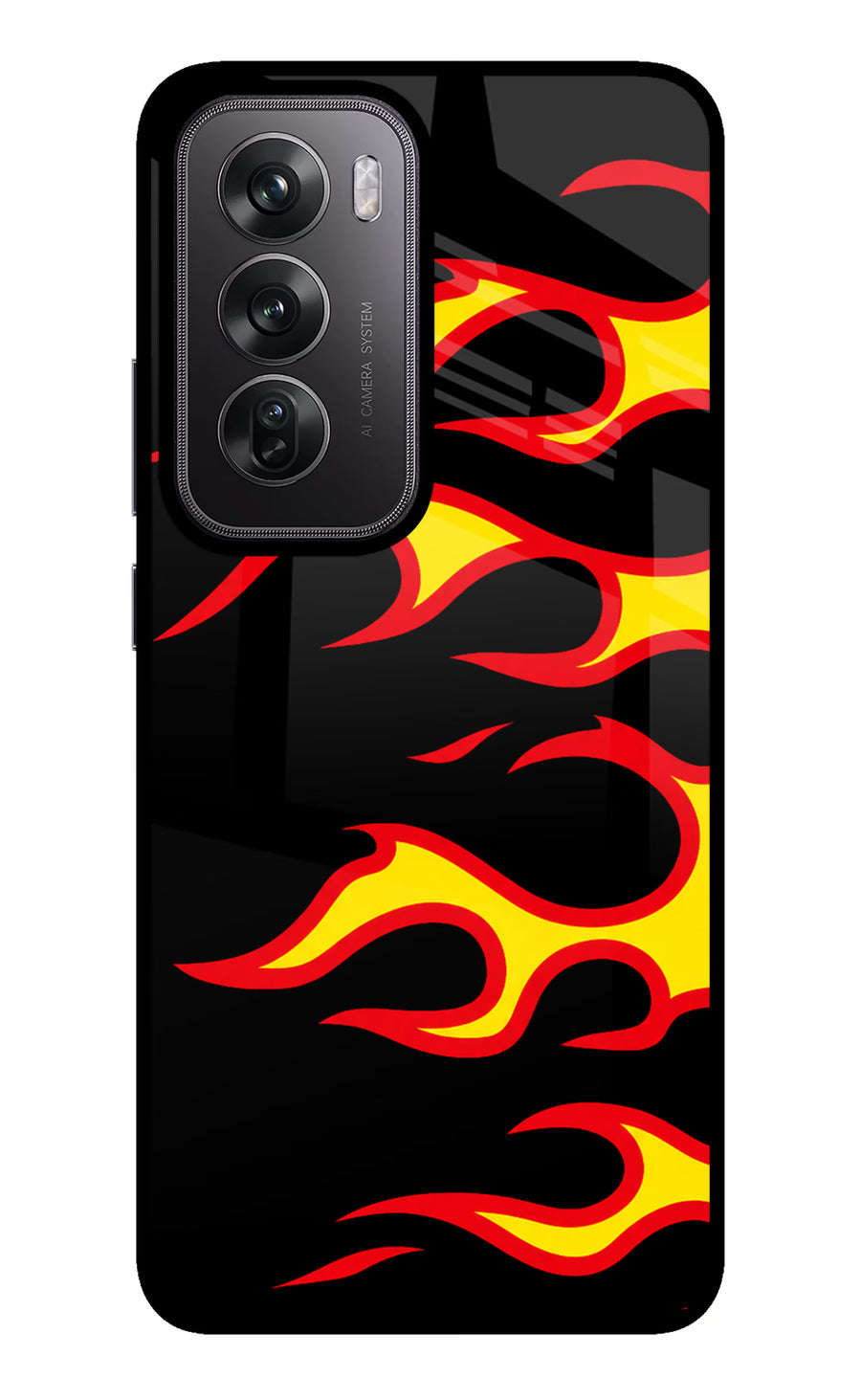 Side Sweep Flames Oppo Reno12 Pro 5G Back Cover, Metal case