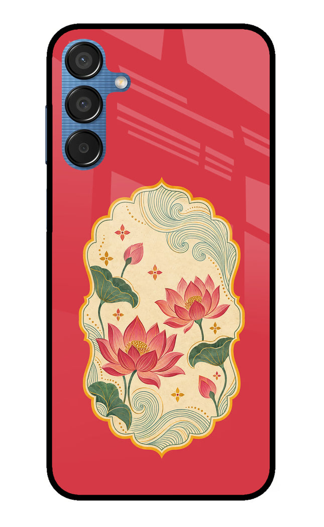 Pink Lotus Samsung M15 5G Metal Case Back Cover by Casekaro