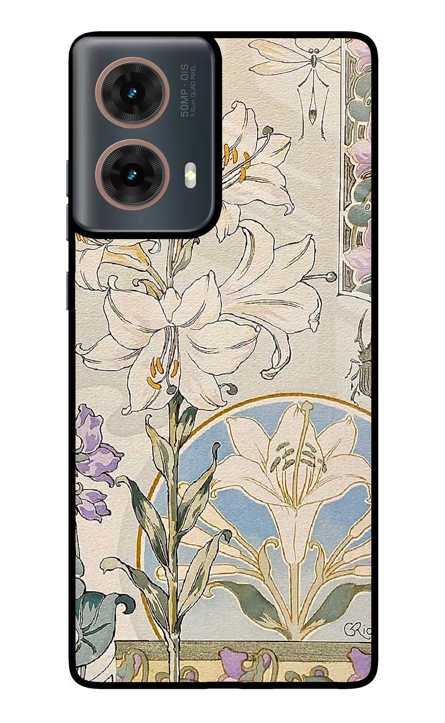 White Lily Motorola G85 Back Cover, Metal case