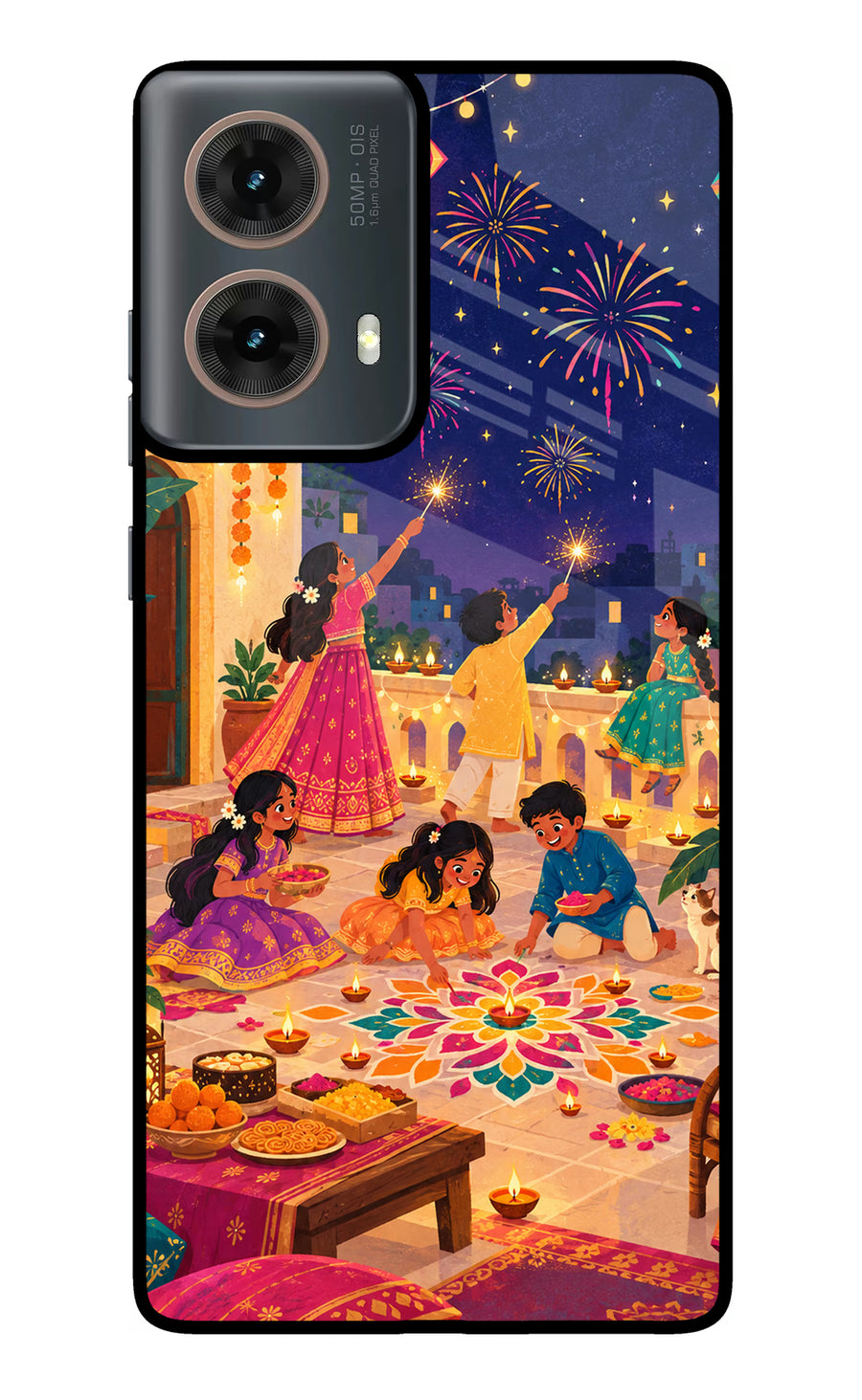 Diwali Night Motorola G85 Back Cover, Metal case