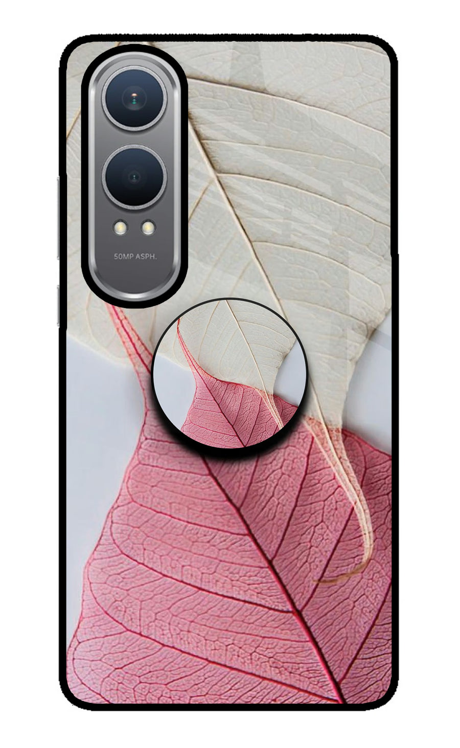White Pink Leaf OnePlus Nord CE4 Lite Pop Case, Metal case