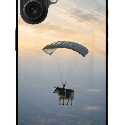 Skydiving Cow iPhone 16 Metal Case Back Cover by Casekaro