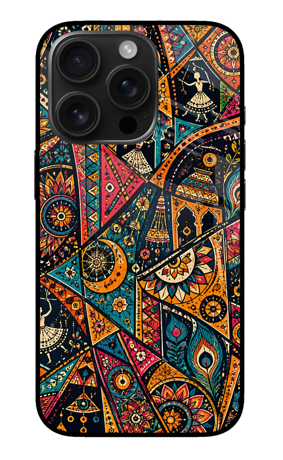 Folk Print iPhone 16 Pro Back Cover, Metal case