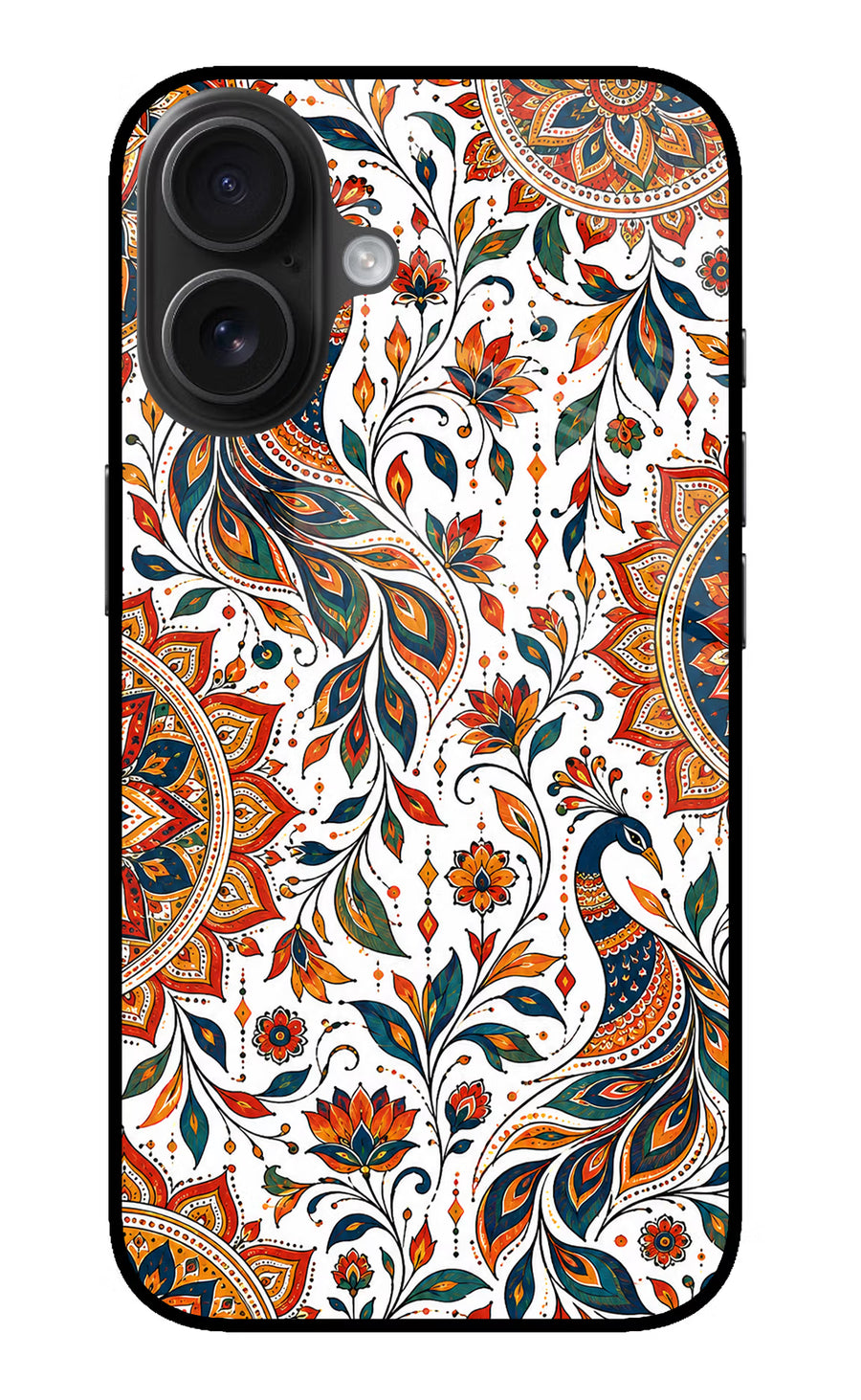 White Mayura iPhone 16 Plus Back Cover, Metal case