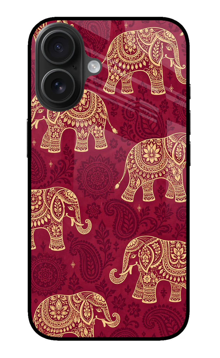 Maroon Elephant iPhone 16 Plus Back Cover, Metal case