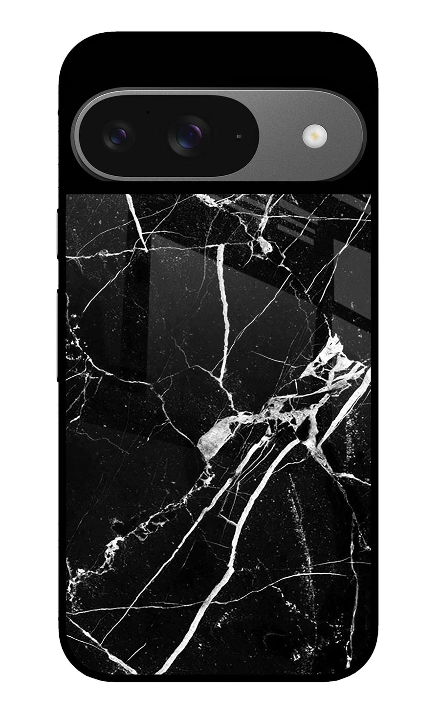 Black Marble Pattern Google Pixel 9 Back Cover, Metal case