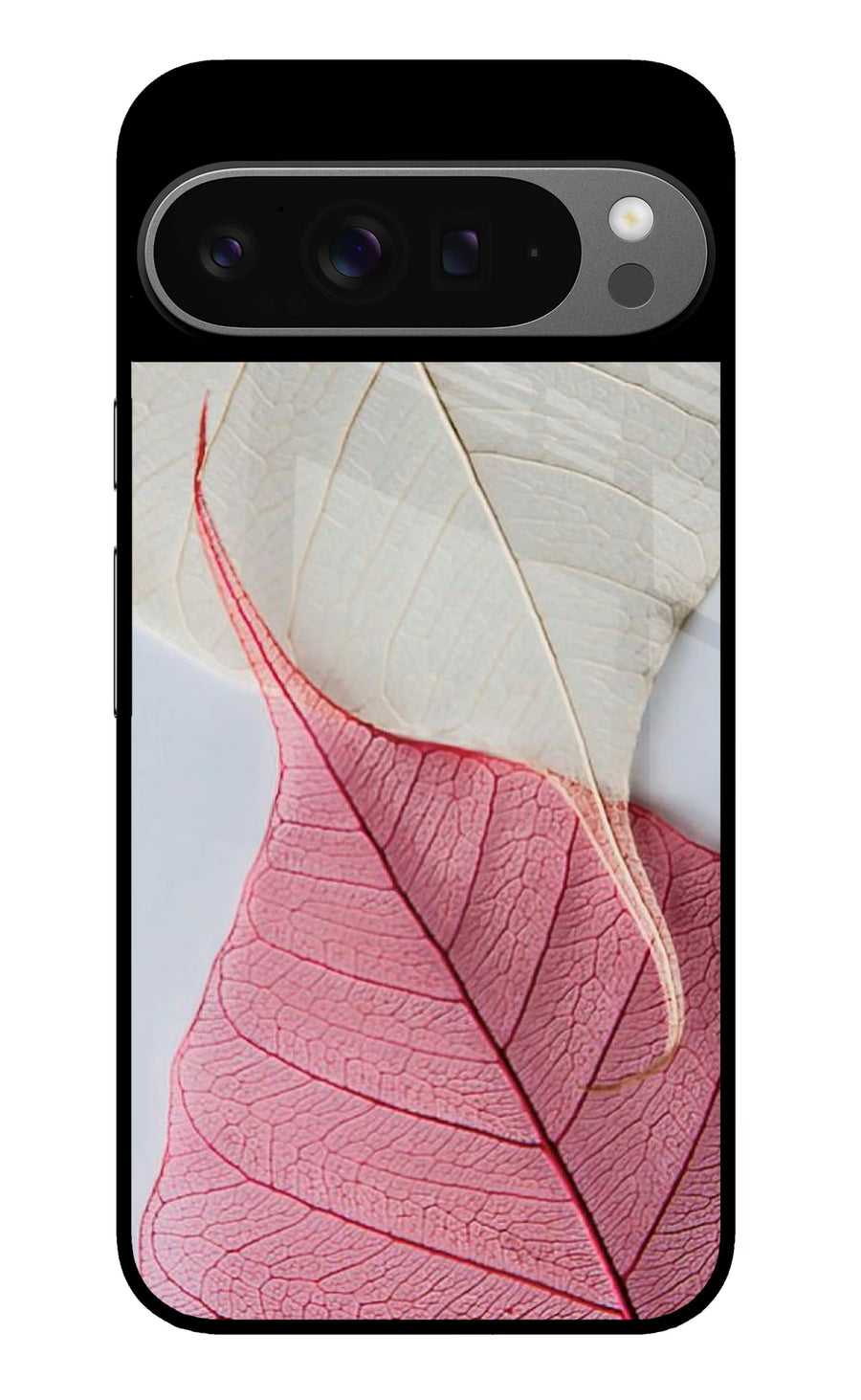 White Pink Leaf Google Pixel 9 Pro Back Cover, Metal case