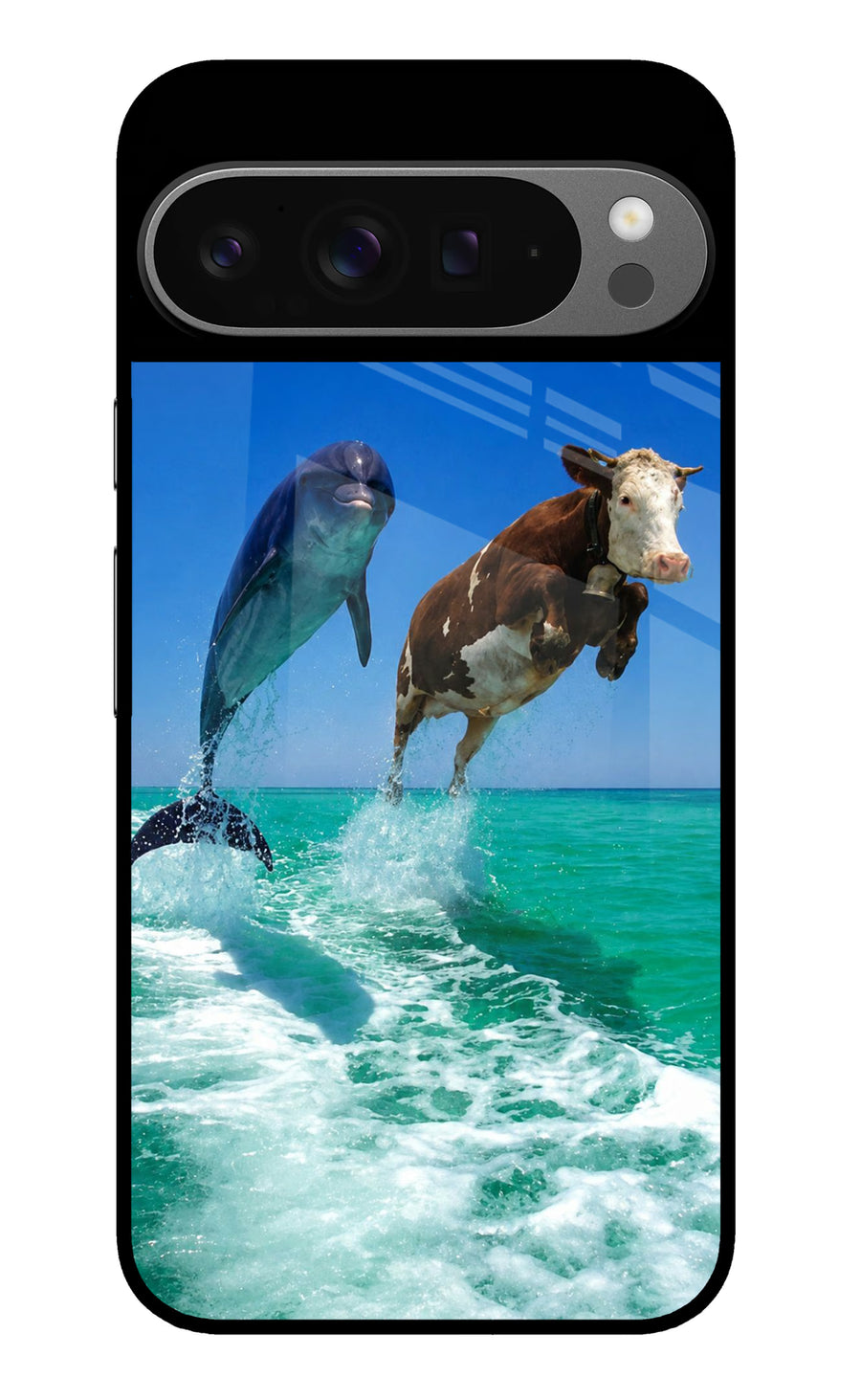 Dolphin vs Cow Google Pixel 9 Pro Back Cover, Metal case