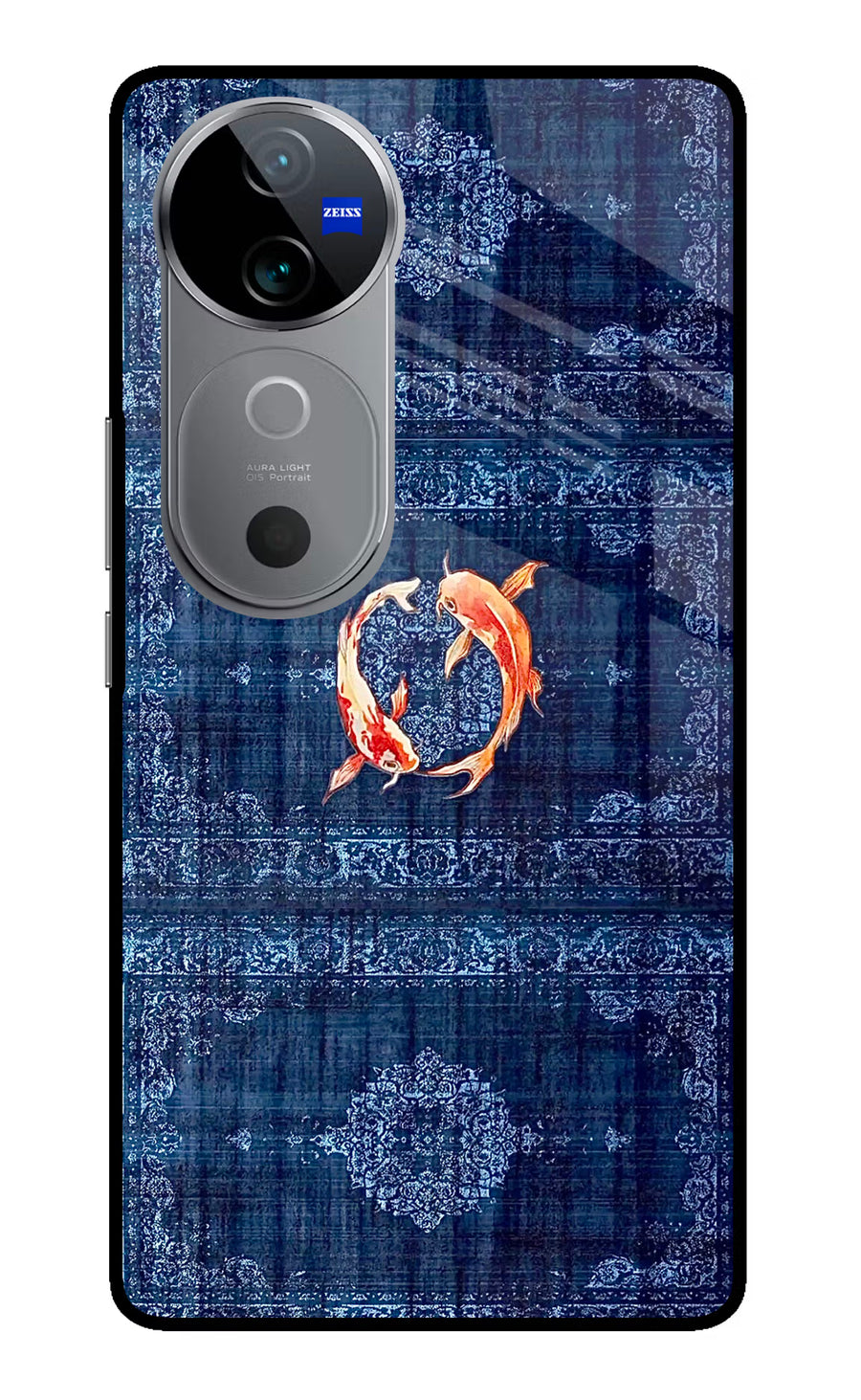 Koi Blue Vivo V40 5G Back Cover, Metal case