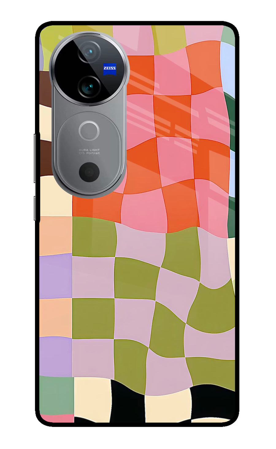 Wavy Grid Vivo V40 5G Back Cover, Metal case