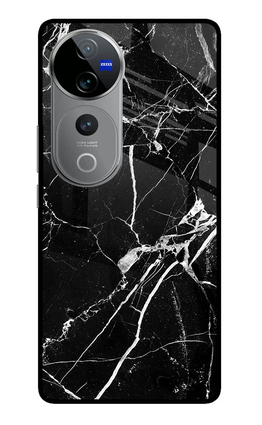Black Marble Pattern Vivo V40 Pro 5G Back Cover, Metal case