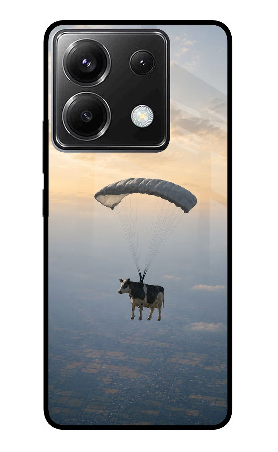 Skydiving Cow Poco X6 Back Cover, Metal case
