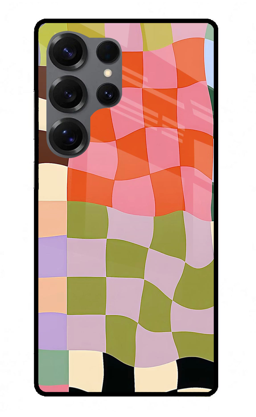 Wavy Grid Samsung S25 Ultra Back Cover, Metal case
