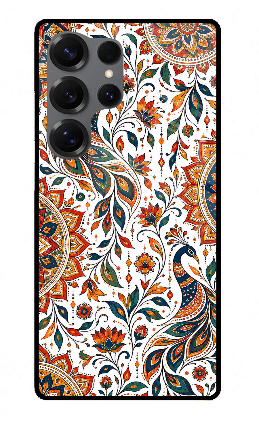 White Mayura Samsung S25 Ultra Back Cover, Metal case