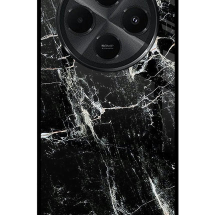 Black Marble Texture Redmi A4 5G Metal Case Back Cover by Casekaro