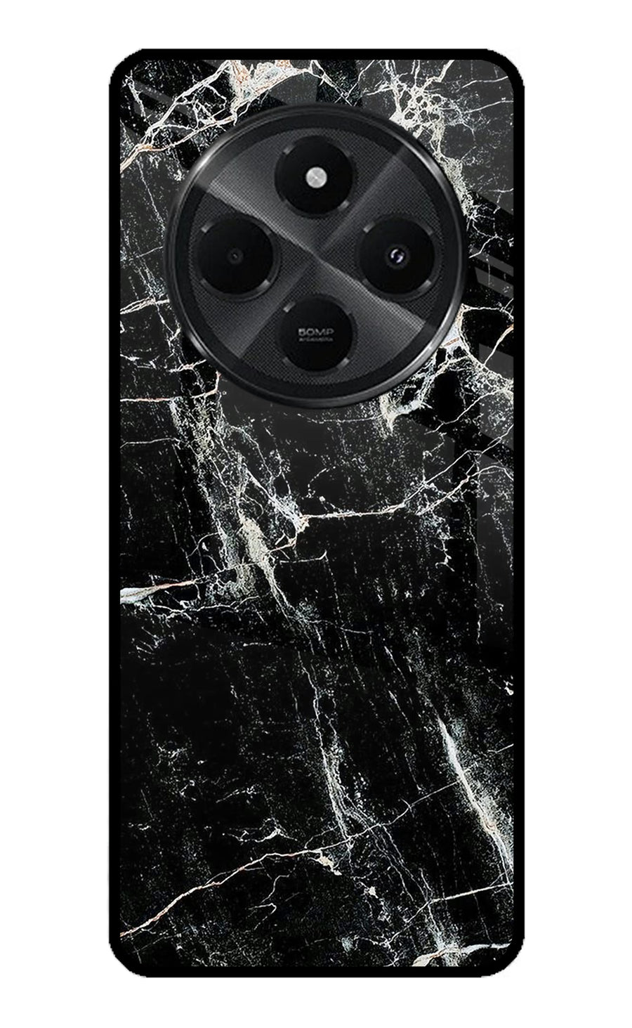 Black Marble Texture Redmi A4 5G Back Cover, Metal case