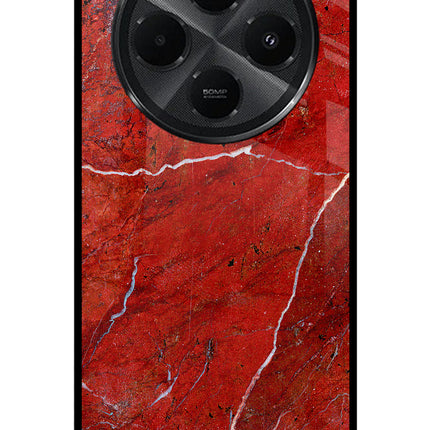 Red Marble Design Redmi A4 5G Metal Case Back Cover by Casekaro