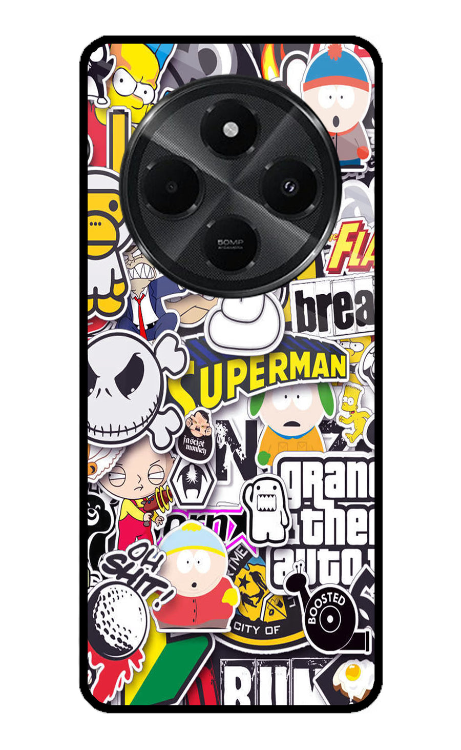 Sticker Bomb Redmi A4 5G Back Cover, Metal case
