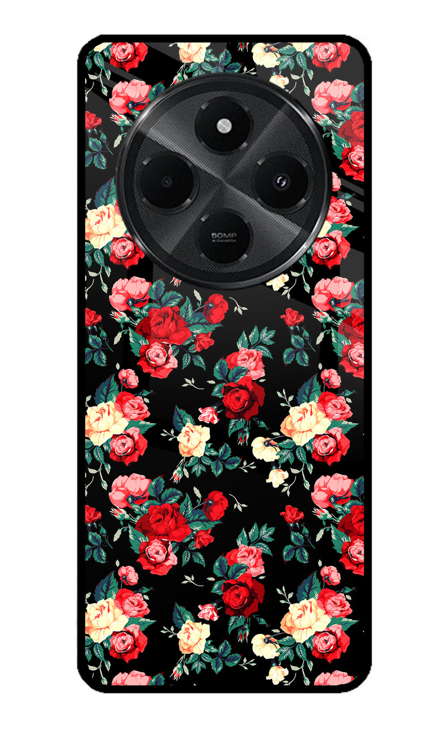 Rose Pattern Redmi A4 5G Back Cover, Metal case